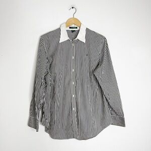 LAUREN Ralph Lauren Vintage Black White Stripe Cotton Button Down Shirt 1X